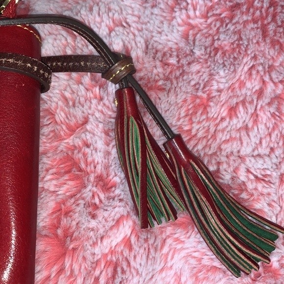 Vintage Dooney & Bourke Toledo Bordeaux Red & Brown Leather Winged Satchel - Picture 9 of 12